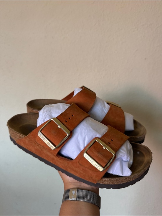 Birkenstock Shoes - Birkenstock Arizona Soft Footbed Suede Leather Mink ? Size 8 burnt orange